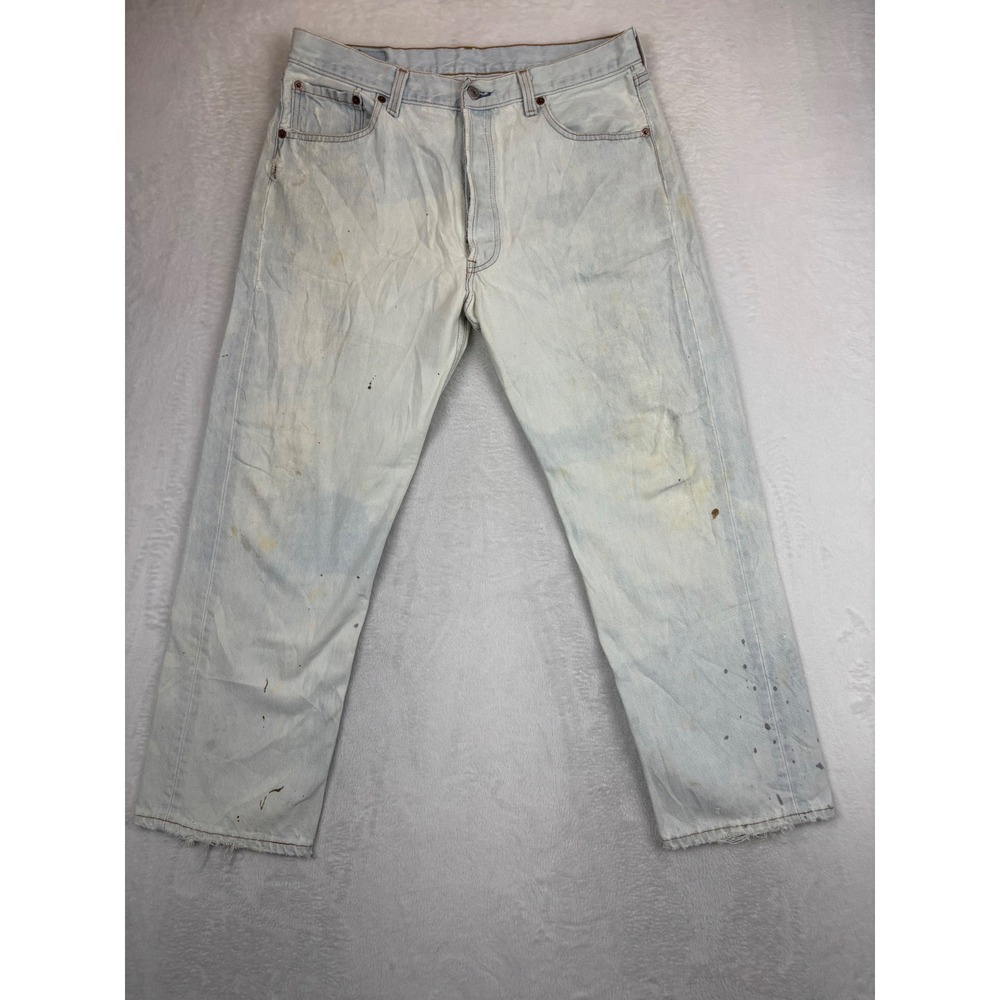 Vintage Levis 501 Mens 36x30 90's  White Acid  Washed Distress  USA Made  Denim‎